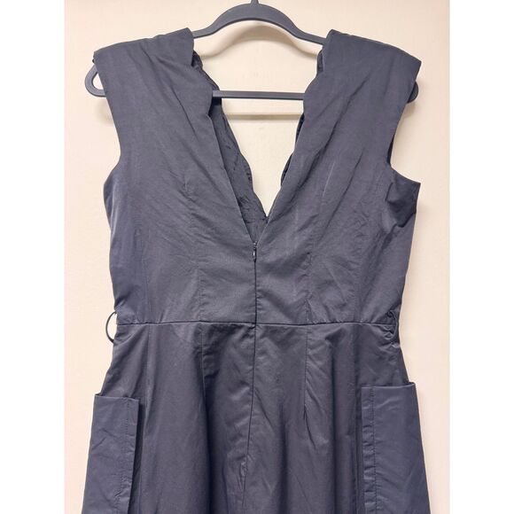 TRACY REESE Scalloped Neckline Double V Sleeveless Dress, Black, Sz 6 - Picture 8 of 13